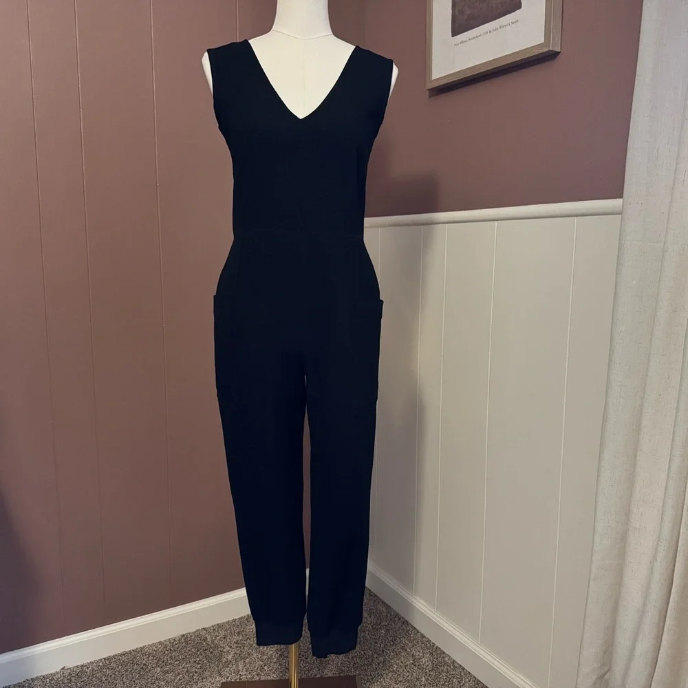 Madewell Black Sleeveless Tapered Leg Jumpsuit